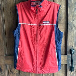 Vineyard Vines Mens Vest Jacket Red Rain Weather Proof Polyester Full Zip - S